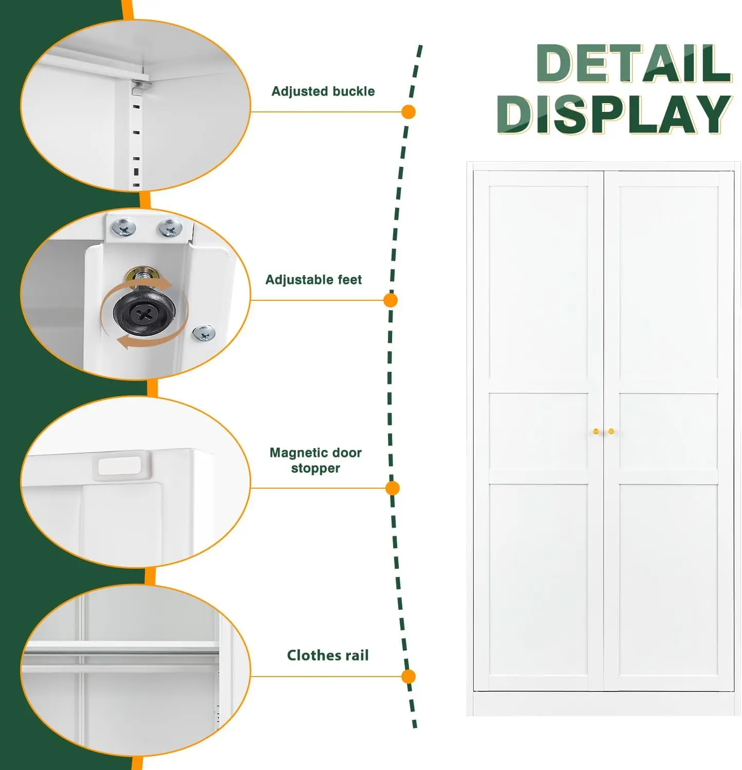 Wardrobe Armoire Closet,72" H Metal Storage Cabinet with Adjustable Shelves and Hanging Rod,Bedroom Armoire Cabinet Clothes Orga