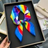 Luxury 2024 Square Silk Scarf for Women Hijab Hair Bands Neckerchief Female Satin Shawl Ribbon Headband Fashion Wraps Bandana 1