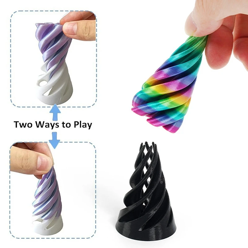 3D Printed Toy 3D Printing Decompression Spiral Cone Impossible Pyramid Fidget Toy Stress Relief Screw Christmas Tree