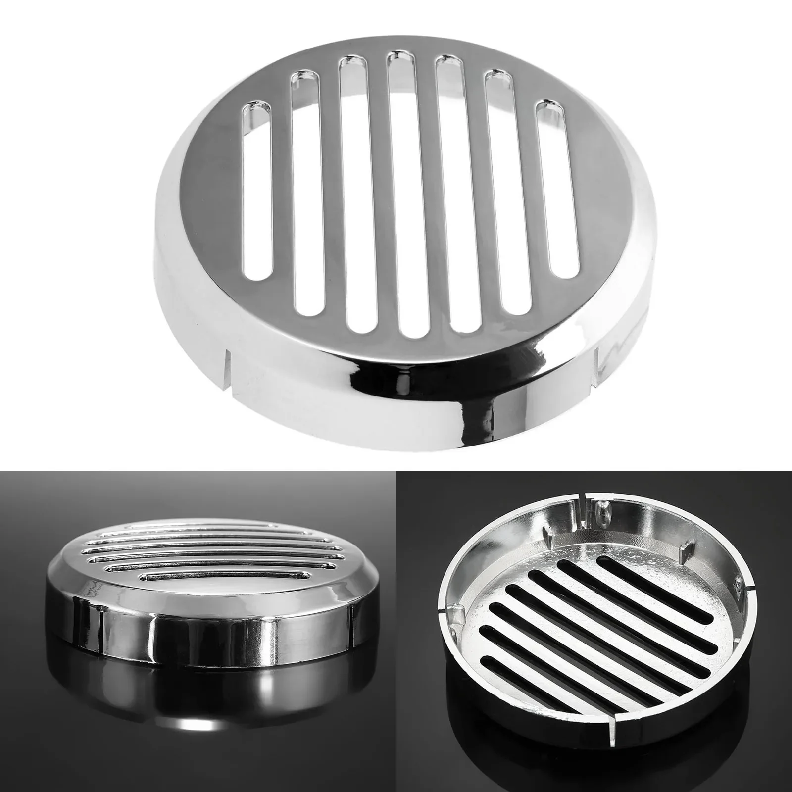 

3.5" Motorcycle Chrome Round Slotted Grille Horn Cover for Honda Cruiser Bikes Shadow VT 1100 Sabre VTX 1300 C and VTX 1800 C