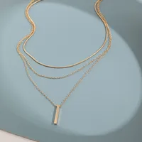 Vintage Bohemian Multilayer Minimalist Necklace for Women Stick Pendant Link Chain Necklace Collarbone Collares Fashion Jewelry 4