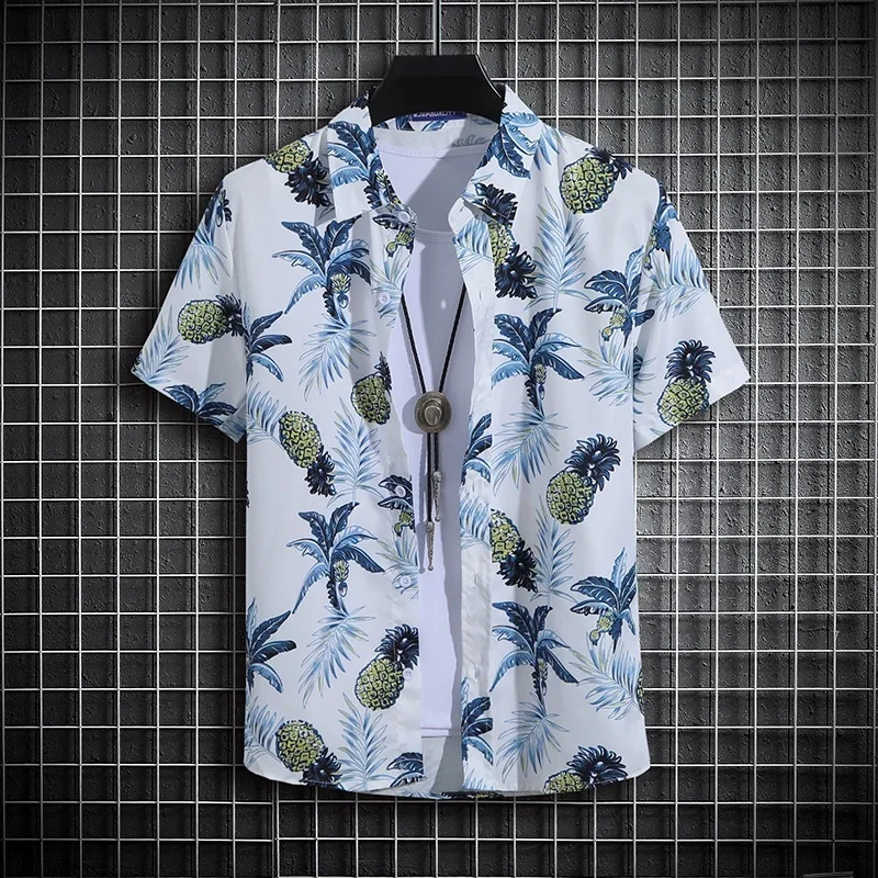 

Men's Summer Short Sleeve Printed Shirt Thin Beach Shirt Men's Clothing Turtle Neck Polo Shirt for Men Casual Top