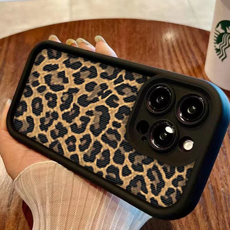Leopard Print Pattern Phone Case For iPhone 11 12 13 14 15 Pro Max X XR XS Max 7 8 Plus Shockproof Silicone Soft TPU Back Cover