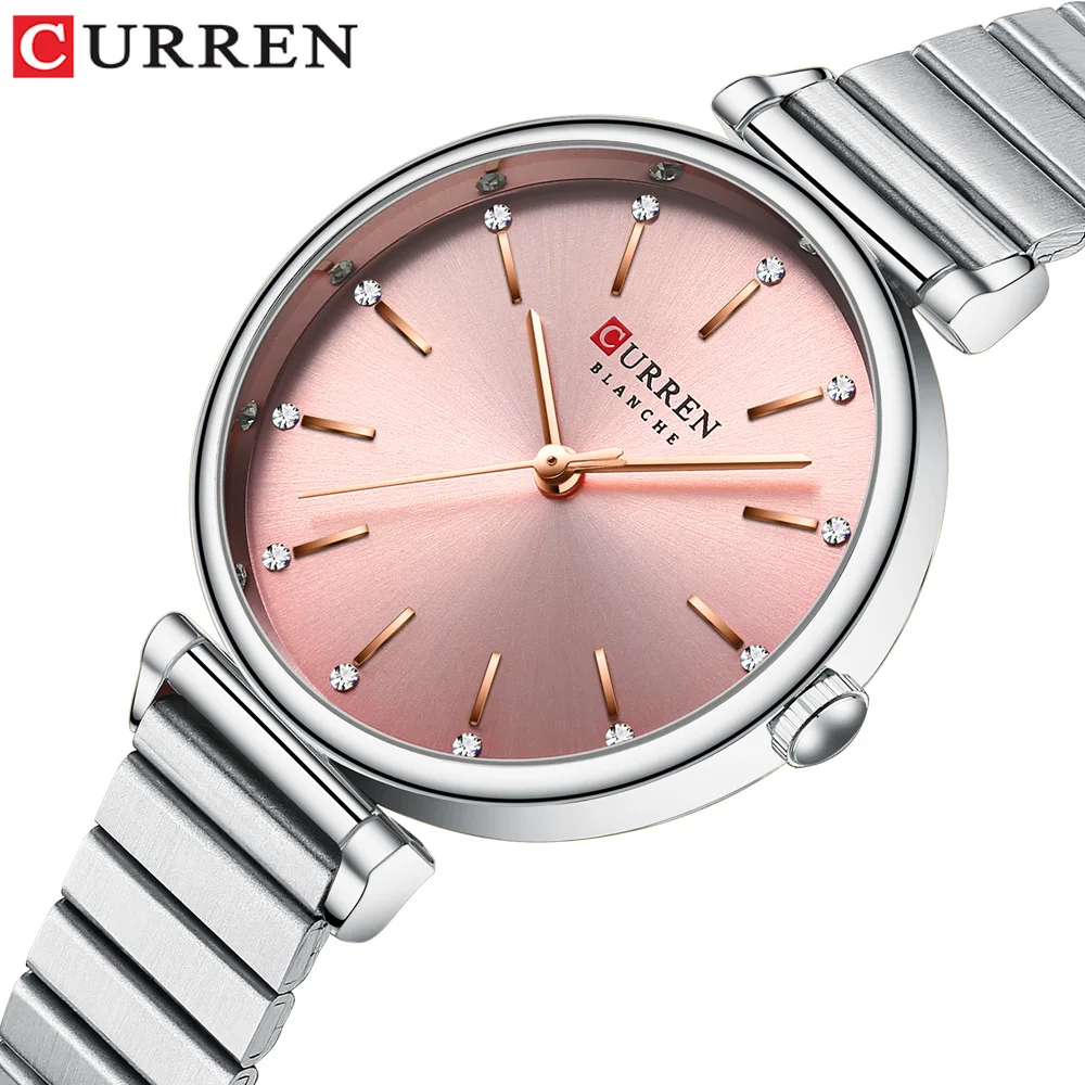 CURREN 9081 Women Quartz Watch Round Silvery Golden Clock Simple Fashion Casual Wristwatch for Ladie 3