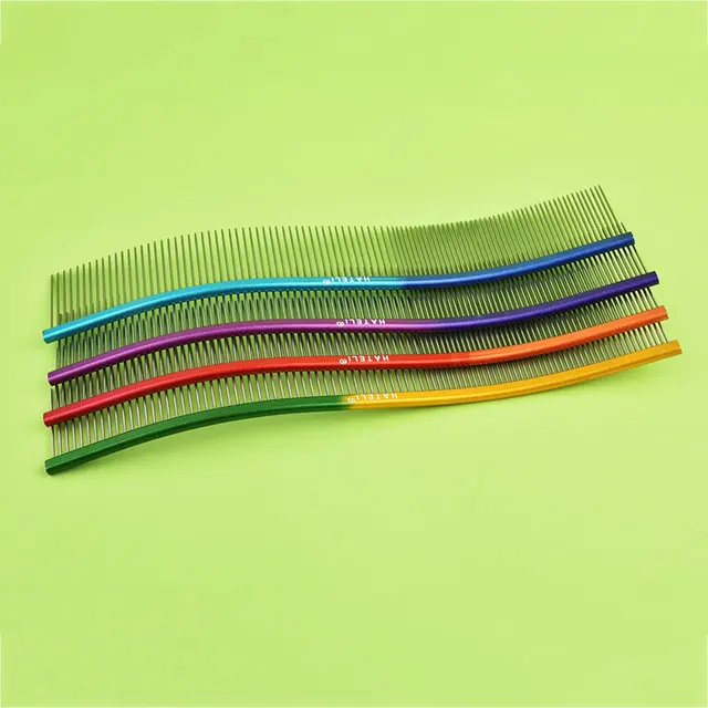 22cm S-shaped Pet Rainbow Comb Cat Grooming Comb Stainless Steel Dog Comb Dense Teeth Cleaning Brush Hair Removal Pet Supplies 3