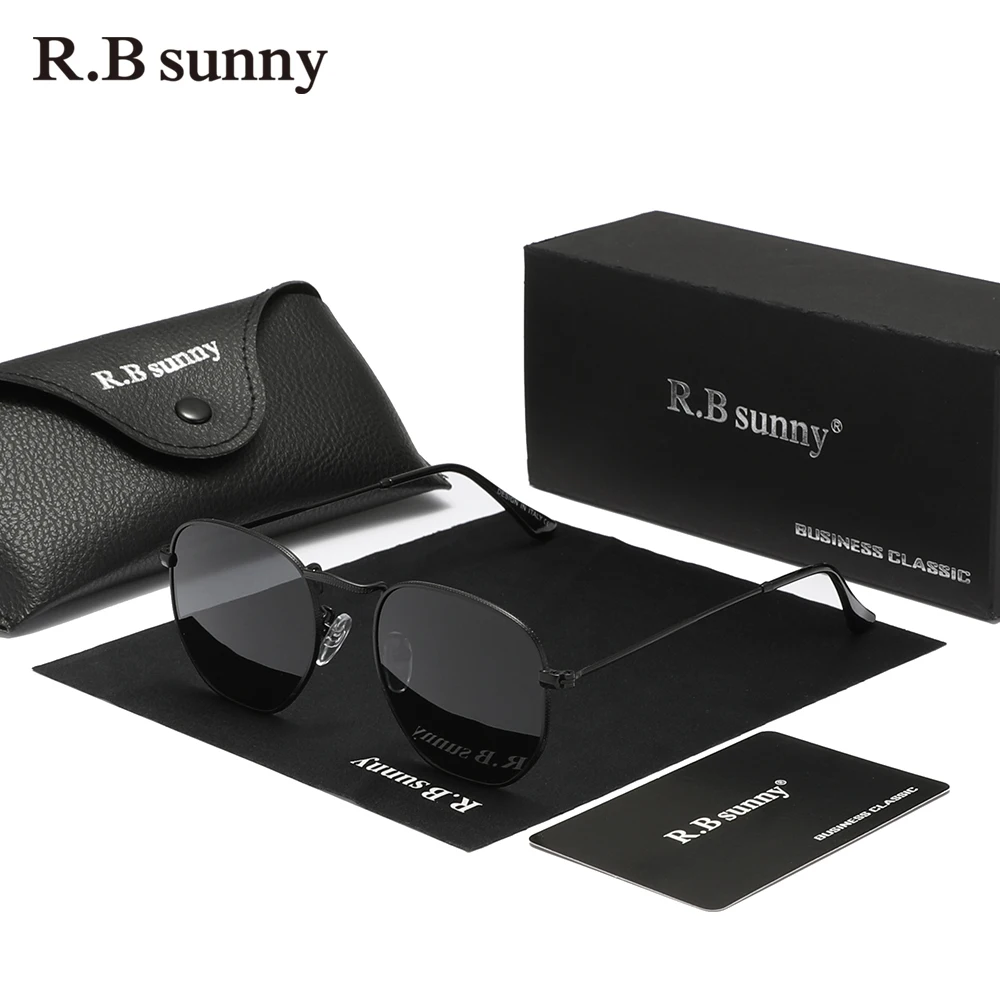 RBsunny 남성용 빈티지 편광 선글라스, 여성용 육각 선글라스, 스테인레스 스틸, 휴일 트렌드 액세서리
