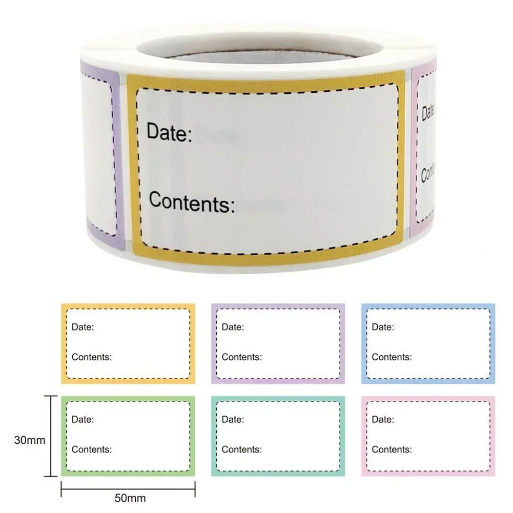 250 Stickers/Rolls Food Storage Paper Sticker Labels White Date Waterproof Stickers Self-Adhesive Removable Freezer Labels