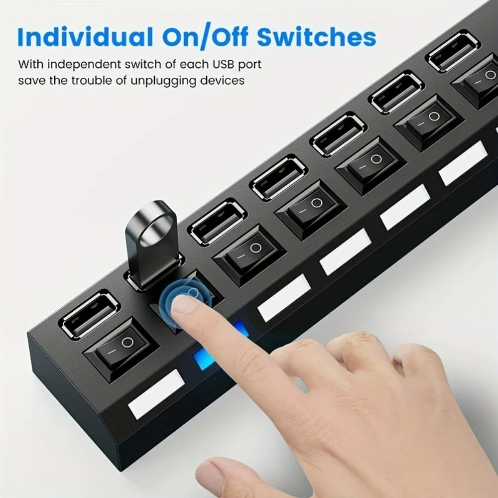 4/7 port independent switch USB HUB 2.0 Adapter High Speed Splitter Multiple USB Extender Power Adapter Switch For Computer