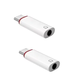 USB Type C to 3.5mm Audio Adapter and Earphone Converter (2Pcs white)
