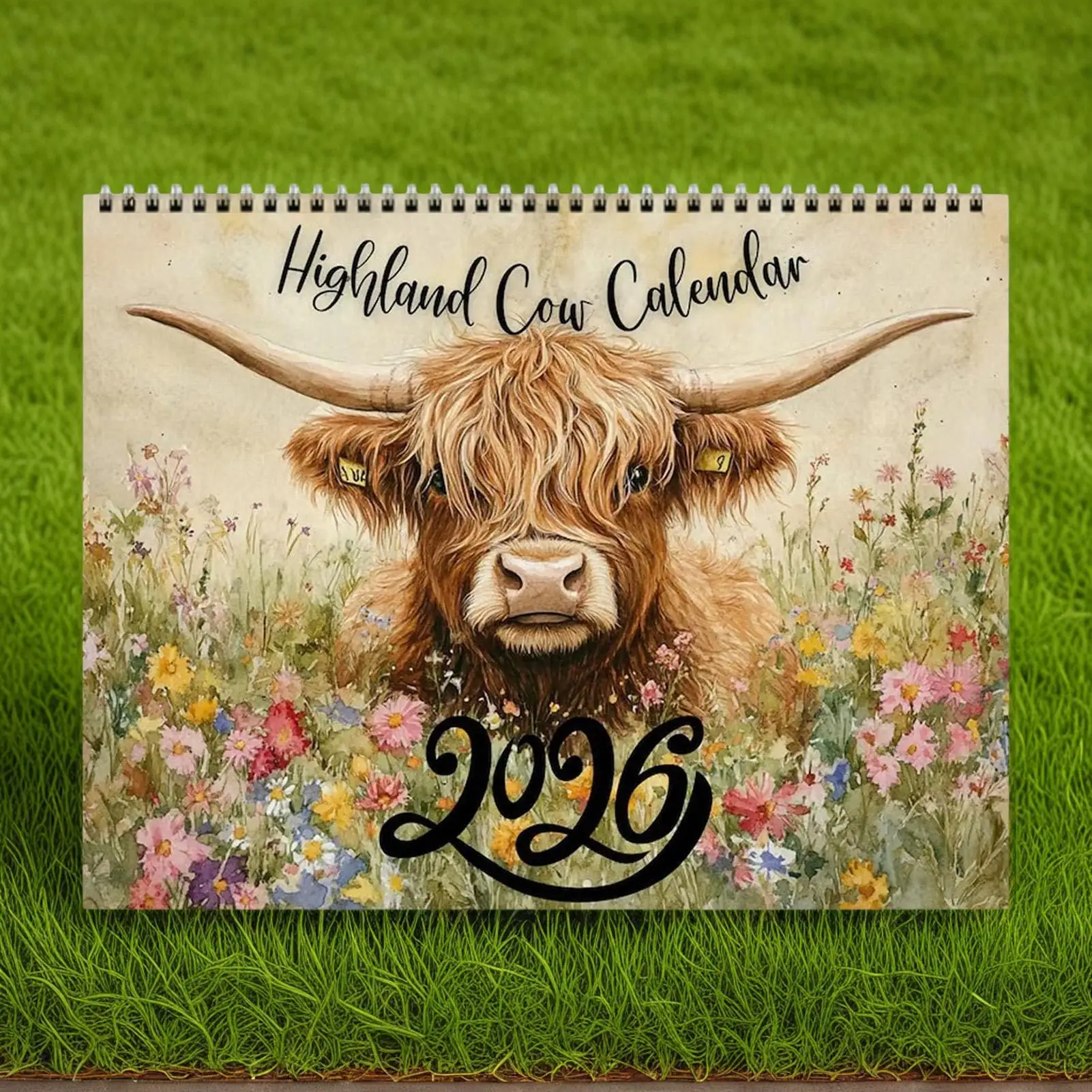 2026 Highland Cattle Calendar Funny Highland Cow Wall Calendar Thick Paper Monthly Planner home wall decorations new year gifts