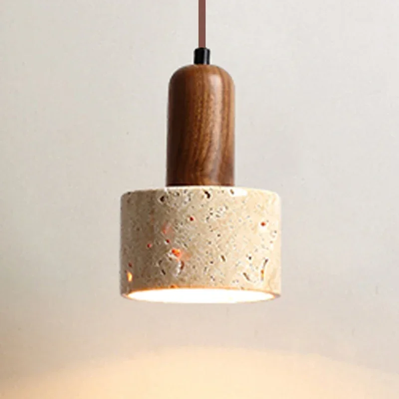 Pendant Lights Pendant Lamp Japanese New Yellow Marble Table LED Droplight Wabi Sabi Travertine Nordic Pendant Lamp For Bedside Restaurant Corridor Decor
