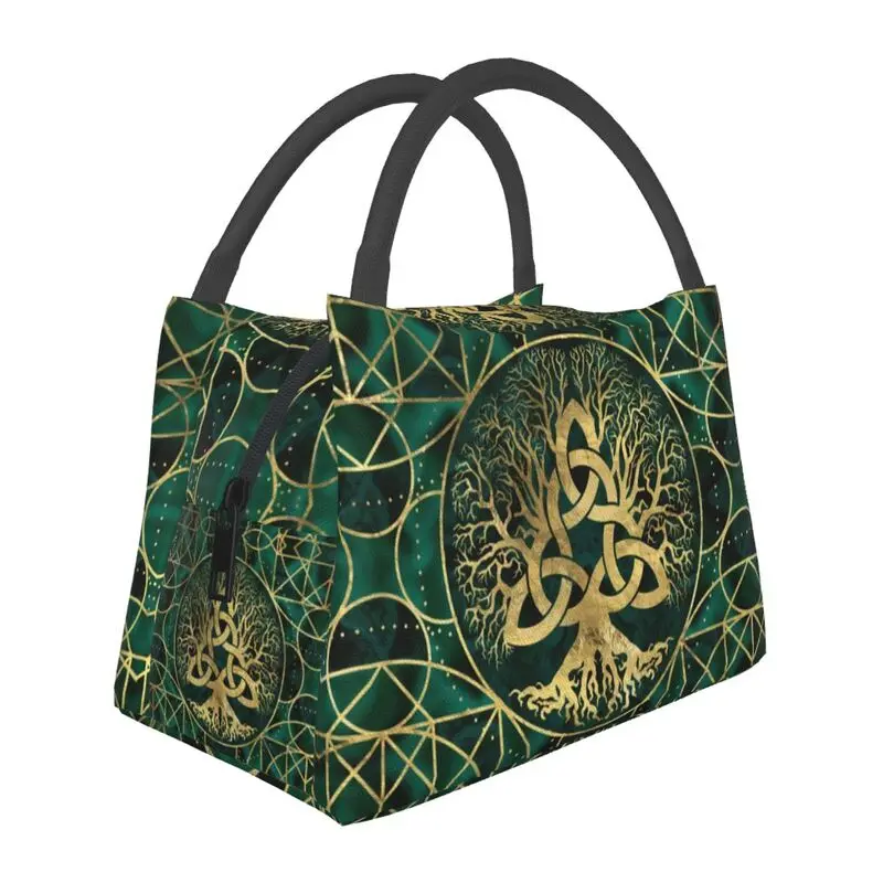 

Tree Of Life With Triquetra Insulated Lunch Bags for Women Portable Vikings Cooler Thermal Bento Box Office Picnic Travel