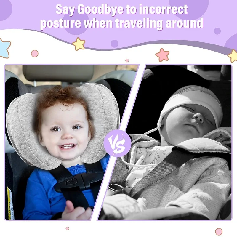 Baby Head Neck Support Pillow Upgraded Baby Support Pillow Baby Travel Pillow for Stroller Car Seat Neck Protection for Newborn 3