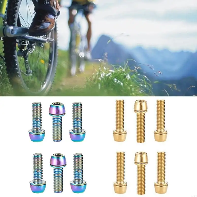 27RD 6pcs MTB Road Bike Stem Screws Handlebar for Titanium Plated Bolts with Washer Cycling Accessories