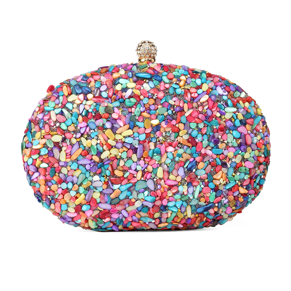 2022 New Women Colorful Stone Evening Bags Single Side Egg Shaped