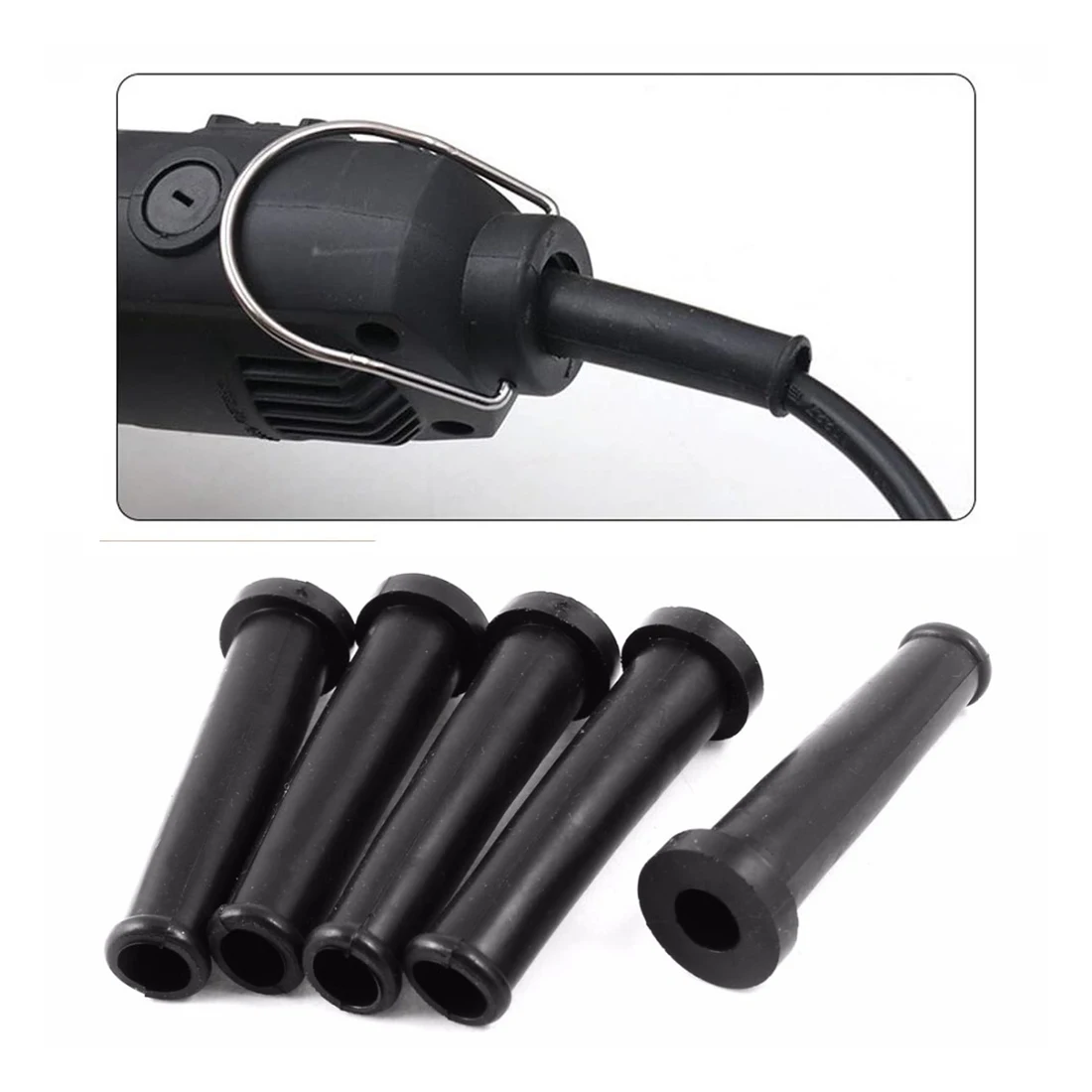 Manchon Caoutchouc Protection Câble 10mm - Pour Meuleuse, Perceuse - Lot De 5 Pièces