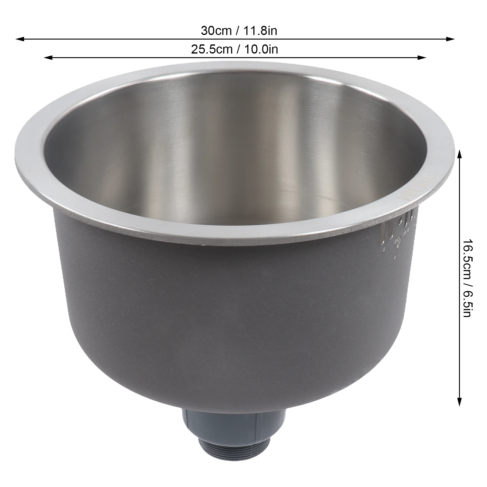 Stainless Steel Round Sink Kitchen Mini Single Bowl Grey Basin with Drain Fitting 30cm Diameter Home Decor Kitchen Accessories ﻿