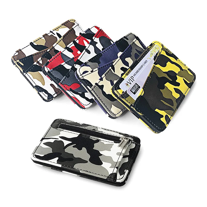 

Ultra Slim Camouflage Magic Wallets for Women Men PU Leather Mini ID Card Holders Coin Purses Travel Credit Card Case Clip Cover