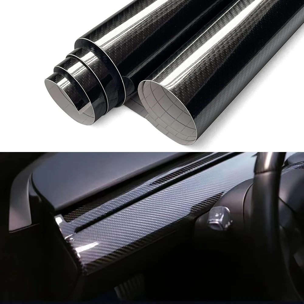 6D Carbon Fiber Vinyl Foil Film Car Wrap Roll Stickers Decal Wrapping Sheet Console Computer Laptop Skin Phone Cover Accessories Laptop Sticker