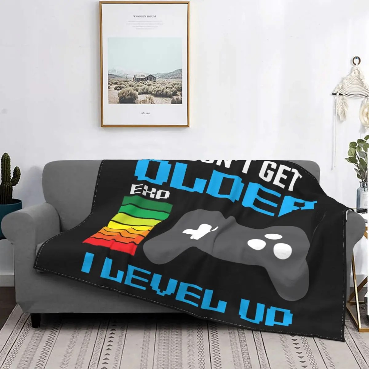 

I Don't Get Older I Level Up Funny Gamer Gaming Blankets Fleece Spring Autumn Warm Throw Blankets for Bed Office Rug Piece