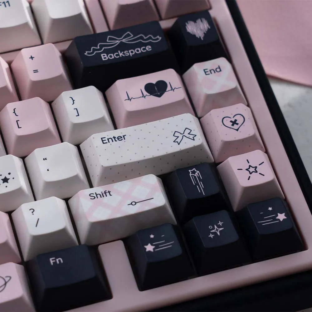 URE Pink Lolita Style Cherry Profile PBT Dye Sublimation Keycaps