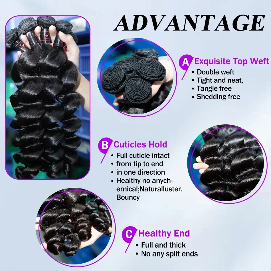 Indian Remy 30 36 40 Inch Loose Wave Bundles Burmese Raw Human Hair Bundles Extensions Unprocessed Water Wave Hair 1 3 4 Bundle 3