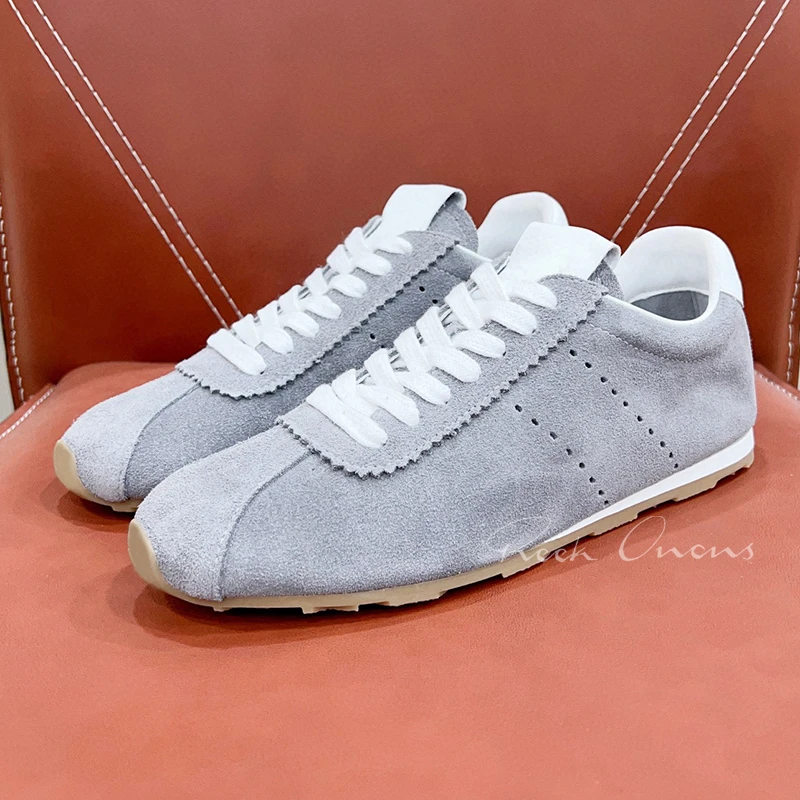 

Ladies Non-slip Leisure Shoes Spring New Cow Suede Material Round Head Women Loafers Splicing Design Upper High-end Casual Shoes