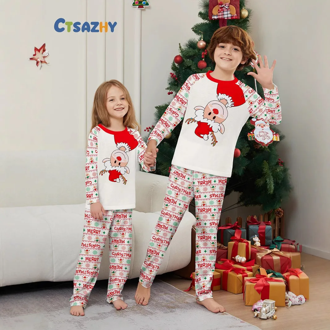 2025 Christmas Family Matching Outfits Cartoon Print Couples Kids ...