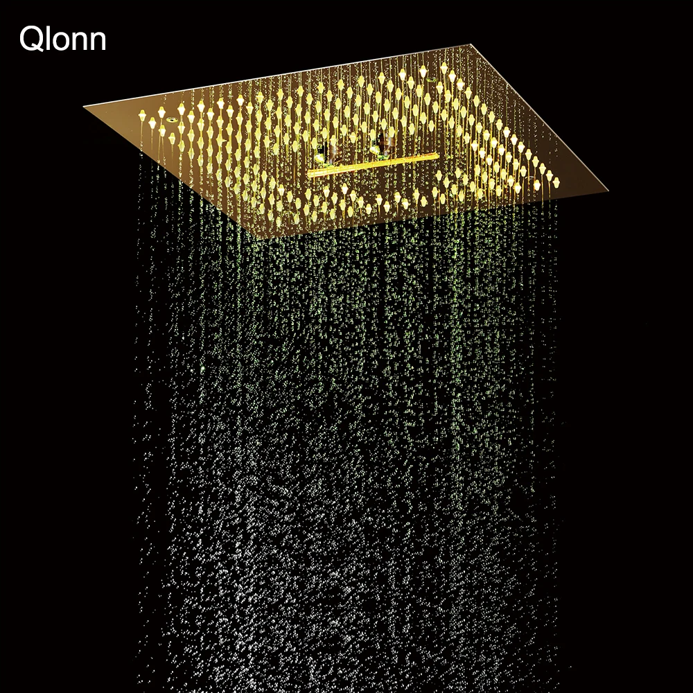 Qlonn 16 inch Large Stainless Steel LED Shower Head Luxury Hotel Rain ...