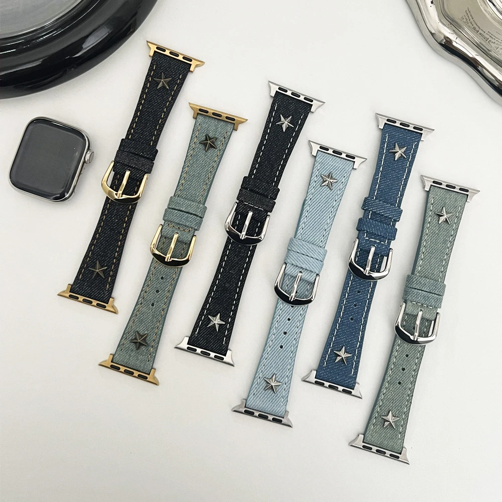 Vintage denim strap for Apple Watch 9 8 7 6 5 4 se 3 41mm 38 40mm