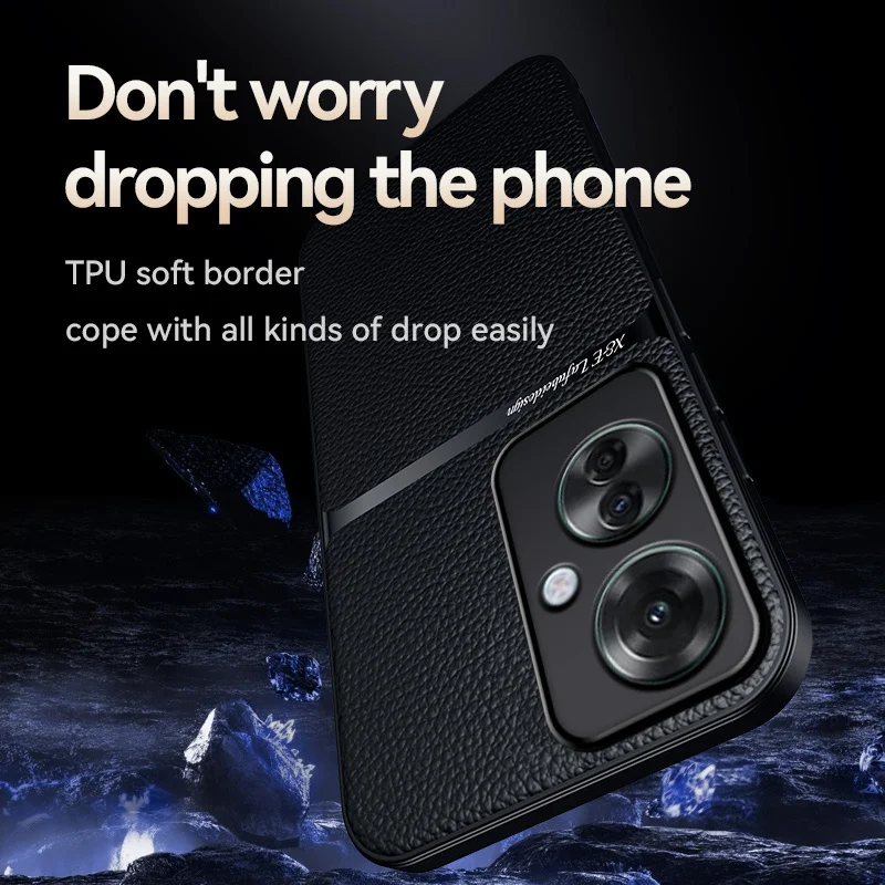 Luxury Leather Magnetic Holder Shockproof Case - Soft Silicone Back Cover