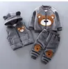 Children's Clothing Suit Boy Girl Baby Autumn Winter New Plus Velvet Thickening Cartoon Bear Hooded Three-Piece Baby Suit0-4 Y