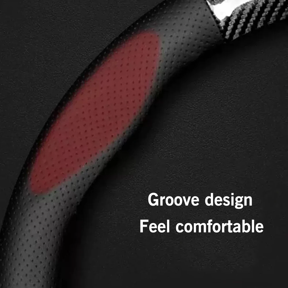 Car Steering Wheel Cover Carbon Fiber Leather Anti Slip For Nissan Note Pathfinder X-trail Versa March Patrol Almera Teana Tiida