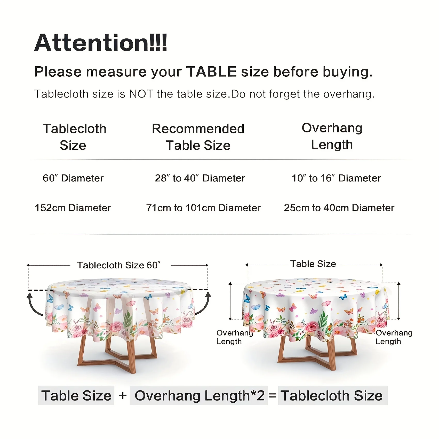 1pc Floral Round Tablecloth 152.4 Cm Farmhouse Rustic Tablecloth Spring Summer Tablecloth Boho Flowers Outdoor And Indoor Party 5