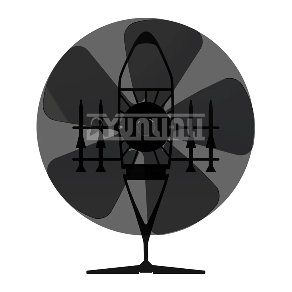 Black Fireplace 5 Blades Heat Powered Stove Fan,Home Efficient Heat Distribution,Thermal Power Fireplace Fan