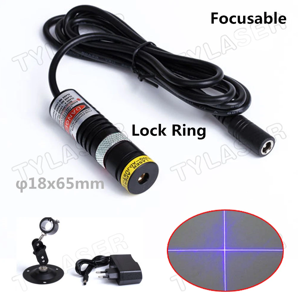 PMMA Len Focusable D18x65mm 405nm Violet Blue 30mw 50mw Laser Cross Line Module (FREE with Bracket and Adapter) for Wood Cutting focusable adjustable 850nm 5mw 30mw 50mw infrared ir laser diode module dot line cross head lighting