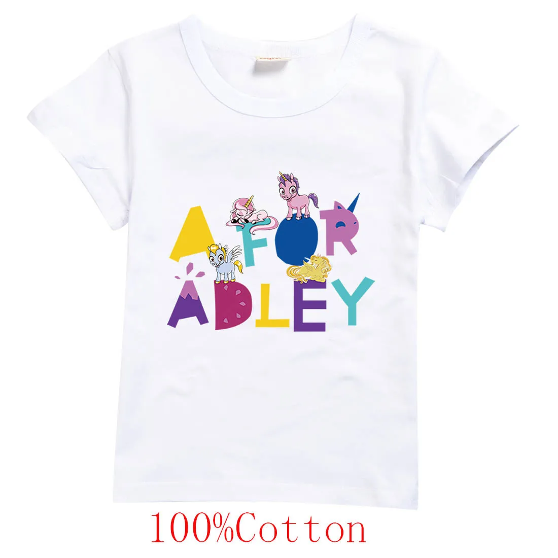 2-16Y 2024 Summer Fashion A FOR ADLEY Costume Kids Short Sleeve Tops Teenagers Boys Cotton T-shirt Baby Girls Cute Jeresy TShirt