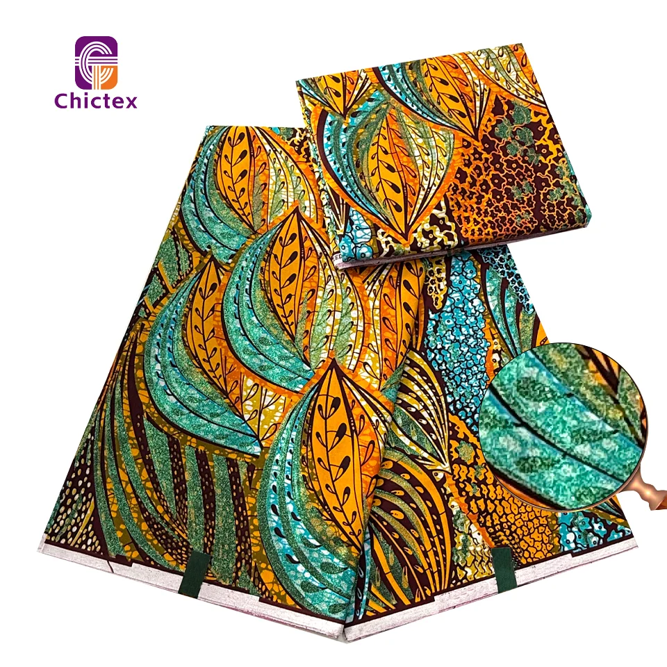 Classic Patterns African Printed Fabric Wax With Grand Super Quality Gold Shining For Loincloth