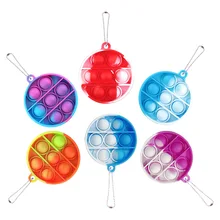 

1pcs Round Keychain Fidget Toys Silicone Push Bubble Mini Autism Stress Reliever Puzzle Anti-stress Squeezing Toy Adult Child