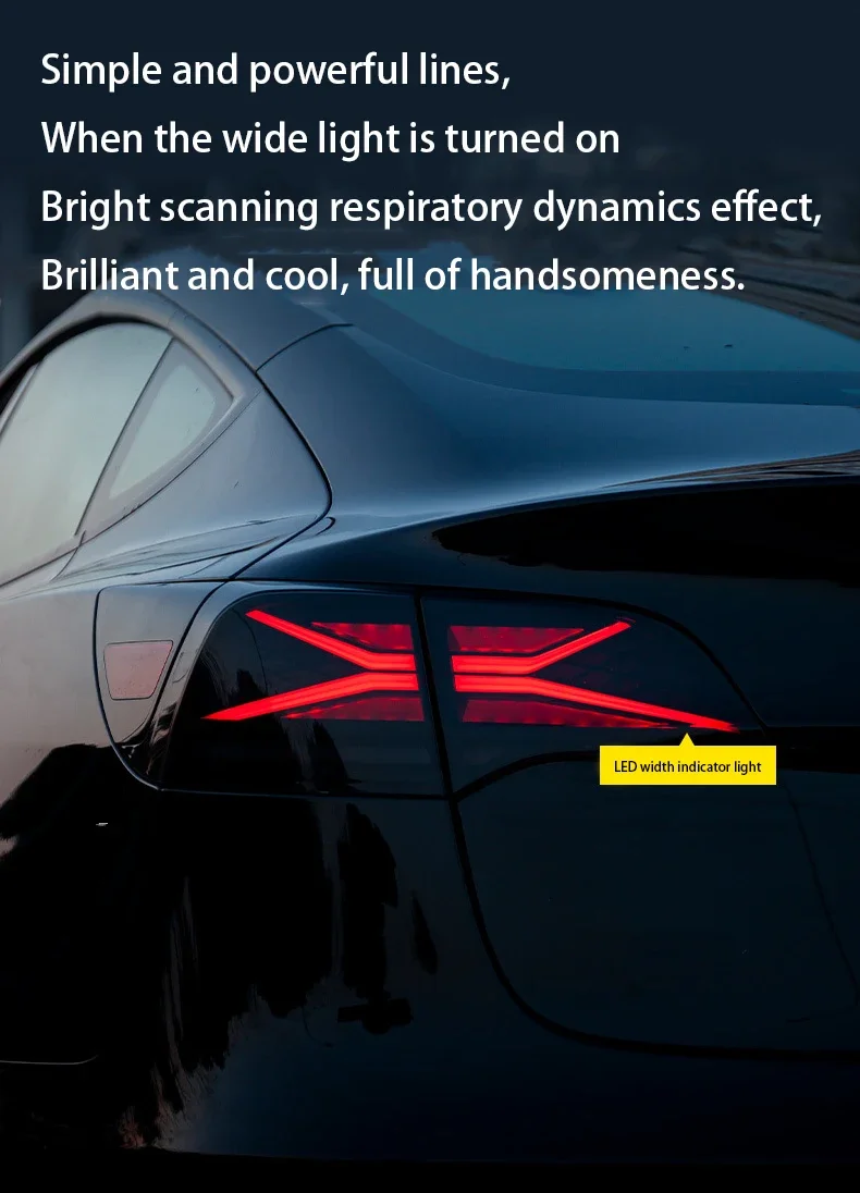 Taillights For 2017 18 19 20 21 2022 Tesla Model 3 and Model Y RGB Car Start Up
