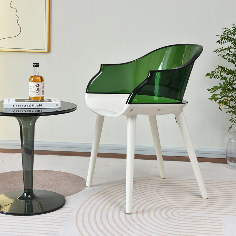 

Nordic Acrylic Transparent Chair Home Creative Armchair Semi-enclosed Backrest Chair Designer Color Collision Splicing Chairs