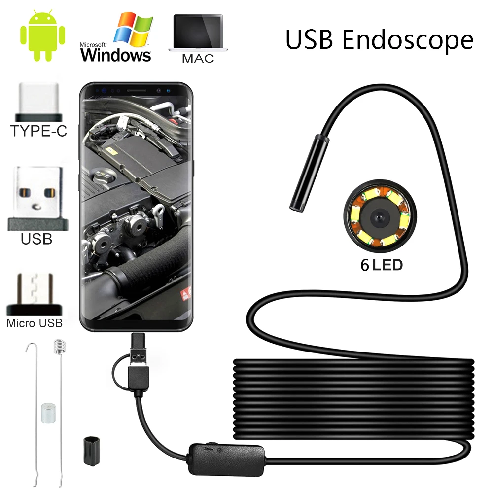 Sonda Con TELECAMERA ENDOSCOPICA SONDA ISPEZIONE 5 MT USB TYPE-C 6 - Foto 6