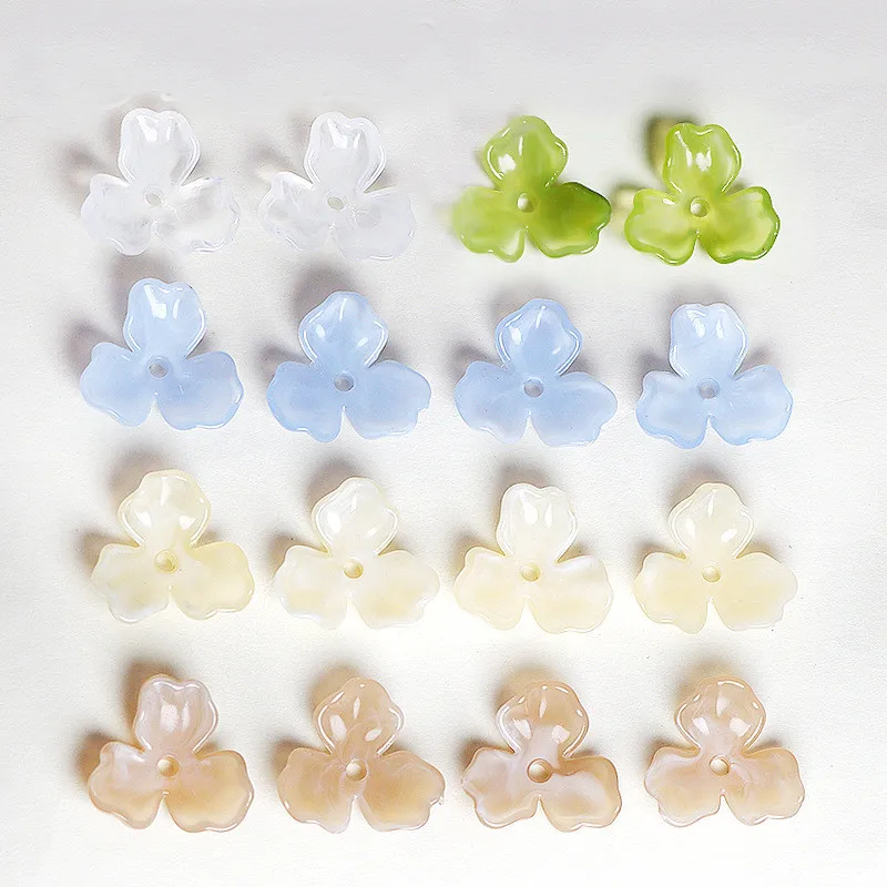 

50 PCS 25x23mm Acrylic Three Petals Flower Bead Caps DIY Hairpin Earrings Jewelry Making Craft Accessories