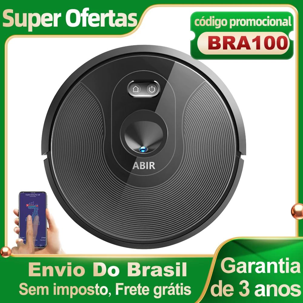 Imagem do produto (Código:BRA100) Robô aspirador de pó ABIR X6 com navegação visual tripla, sucção 6000pa, software de parede virtual, limpeza de zona, desinfecção com esfre na loja AliExpress