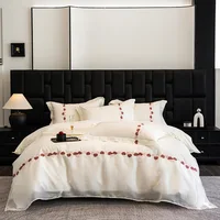 Ensemble de quatre pièces en coton hommage satin haut de gamme, simple et luxueux, rencontre un ensemble de lit, années 50 1