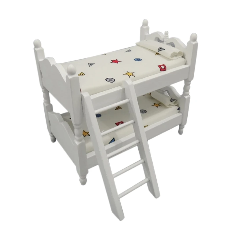 

1:12 Dollhouse Miniature Kids Bedroom Furniture Bunk Bed Doll House Decor Pretend Play Furniture Toy