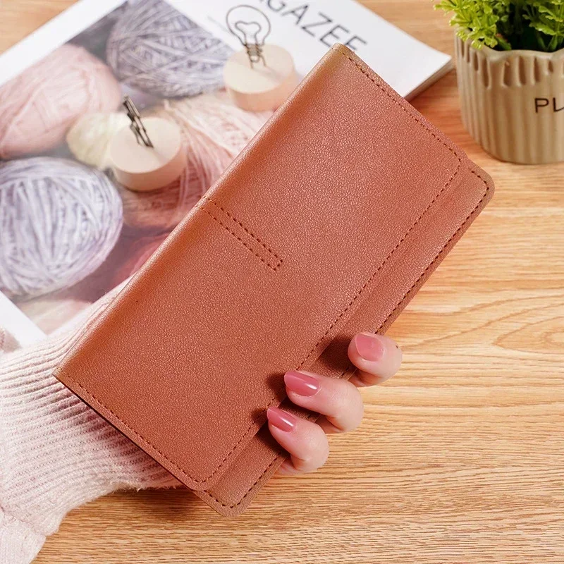 Women's PU Leather Long Wallet - Thin Clutch with Coin Pocket, Multi-Card Holder & Money Clip, Large Capacity папернік 지갑