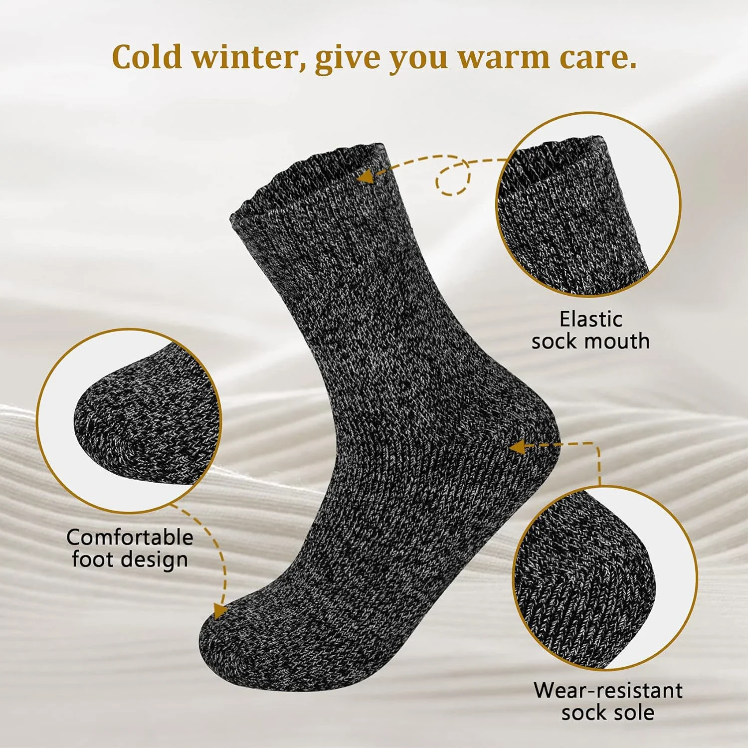 5 Pairs Womens Winter Warm Socks Thick Knit Cabin Cozy Crew Soft Socks Gifts
