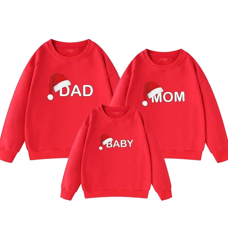 Camisetas navideñas para madre e hija, sudaderas para padre e hijo, conjuntos familiares de invierno a juego, camisas estampadas de Papá Noel, jerséis casuales