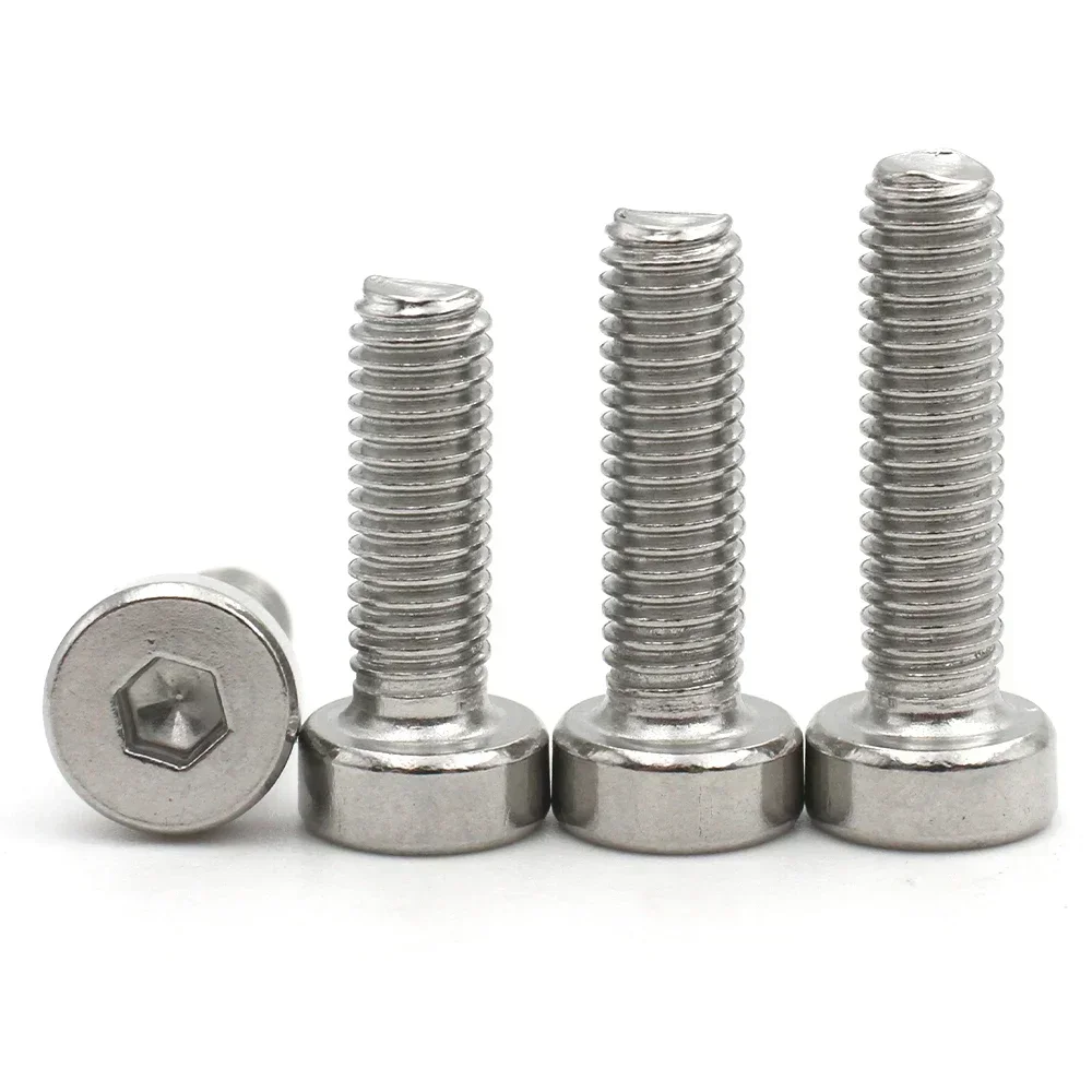 Stainless Steel Screw Bolt 2/5/10/20pcs M2 M2.5 M3 M4 M5 M6 M8 M10 304 Stainless Steel DIN7984 Hex Socket Hexagon Thin Short Low Cap Head
